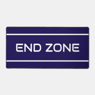 Fun END ZONE Modern White Text Stripes Deep Navy Schreibtischunterlage