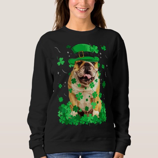 Fun English Bulldog Dog St Patrick S Day Irish Sha Sweatshirt (Vorderseite)
