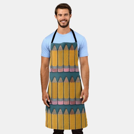 Fun Epic Illustriert Yellow Pencil Pattern Schürze (Getragen)