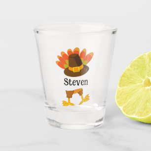 Fun Erntedank Türkei Schwanz & Pilgrim Hat Custom Schnapsglas