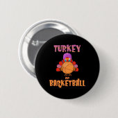 Fun Erntedank Türkei spielt Basketball T-Shirt Män Button (Vorne & Hinten)