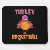 Fun Erntedank Türkei spielt Basketball T-Shirt Män Mousepad (Vorne)
