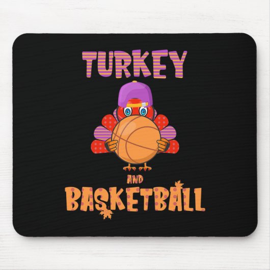 Fun Erntedank Türkei spielt Basketball T-Shirt Män Mousepad (Vorne)