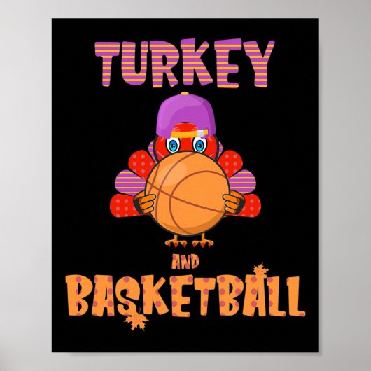 Fun Erntedank Türkei spielt Basketball T-Shirt Män Poster (Vorne)