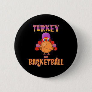 Fun Erntedank Türkei spielt Bysketbyll T-Shirt Män Button