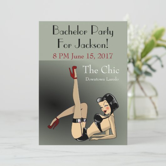 Fun Exotic Dancer Bachelor Party Einladung (Stehend Vorderseite)