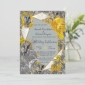 Fun Expressive in den Blätter Gelbe und Graue Pfla Einladung (Stehend Vorderseite)