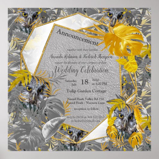 Fun Expressive in den Blätter Gelbe und Graue Pfla Poster (Vorne)