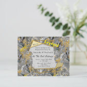 Fun Expressive in Gelb und Grau Pflanze Blätter fü Einladungspostkarte (Stehend Vorderseite)