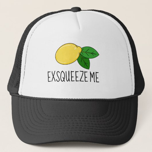Fun "Exsqueeze Me" Hut mit Lemon Design Truckerkappe (Vorderseite)