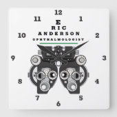 Fun Eye Care Professional Phoropter Quadratische Wanduhr (Vorderseite)