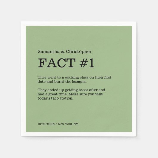Fun Fact Green Wedding individuell anpassbar Serviette (Vorderseite)