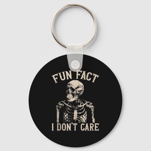 Fun Fact I Don’t Care Skull Funny Sarcastic Quote Schlüsselanhänger (Vorderseite)