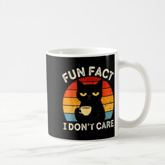 Fun Fact I Don't Care Funny Black Cat Saying Quote Kaffeetasse (Rechts)