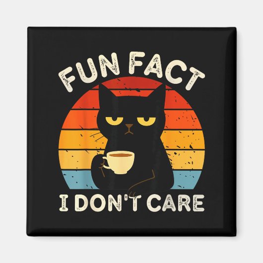 Fun Fact I Don't Care Funny Black Cat Saying Quote Magnet (Vorne)