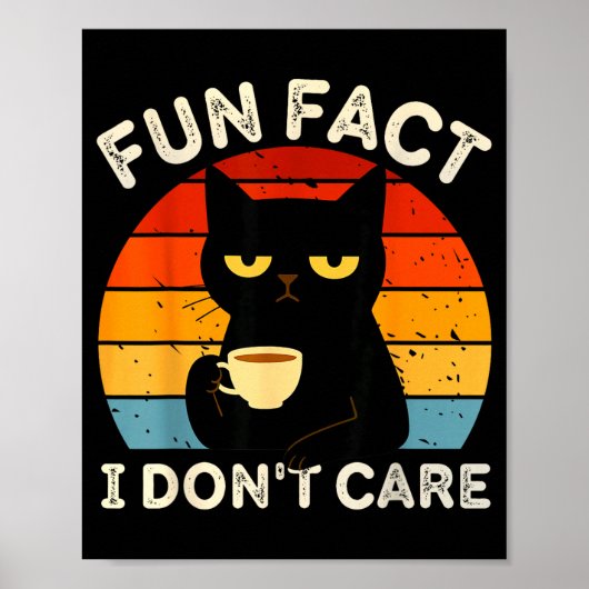 Fun Fact I Don't Care Funny Black Cat Saying Quote Poster (Vorne)