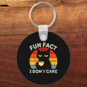 Fun Fact I Don't Care Funny Black Cat Saying Quote Schlüsselanhänger (Vorderseite)