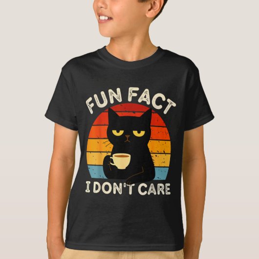 Fun Fact I Don't Care Funny Black Cat Saying Quote T-Shirt (Vorderseite)