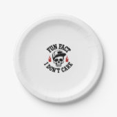 Fun Fact I Don't Care Funny Skeleton Saying (2) Pappteller (Vorderseite)