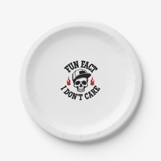 Fun Fact I Don't Care Funny Skeleton Saying (2) Pappteller (Vorderseite)