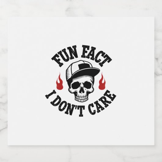 Fun Fact I Don't Care Funny Skeleton Saying (2) Schaumweinetikett (Einzelnes Label)