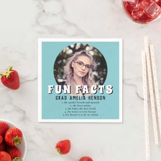 Fun Fact Mint Blue Graduate Foto Abschluss Serviette (Beispiel)
