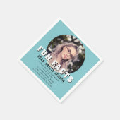 Fun Fact Mint Blue Graduate Foto Abschluss Serviette (Ecke)