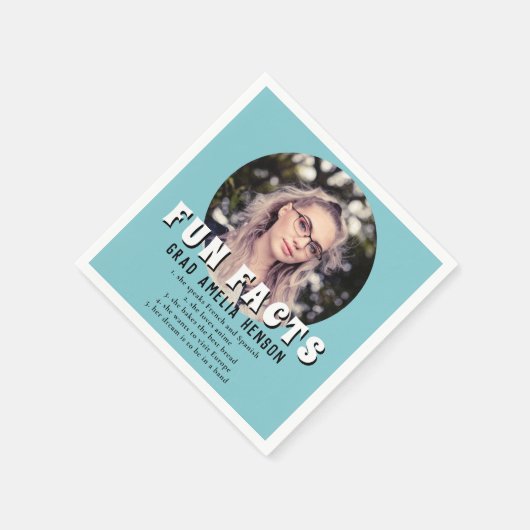 Fun Fact Mint Blue Graduate Foto Abschluss Serviette (Ecke)