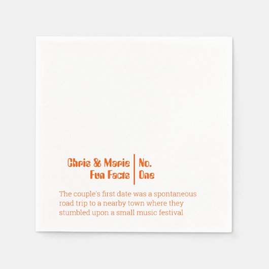 Fun Fact Napkin funky orange Hochzeitscocktail Stu Serviette (Vorderseite)