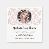 Fun Fact Pink Rokoko Graduate Foto Abschluss Na Serviette (Vorderseite)