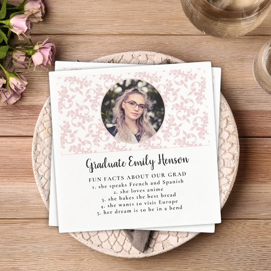 Fun Fact Pink Rokoko Graduate Foto Abschluss Na Serviette