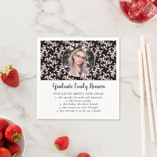 Fun Fact Pink Rokoko Graduate Foto Abschluss Serviette (Beispiel)