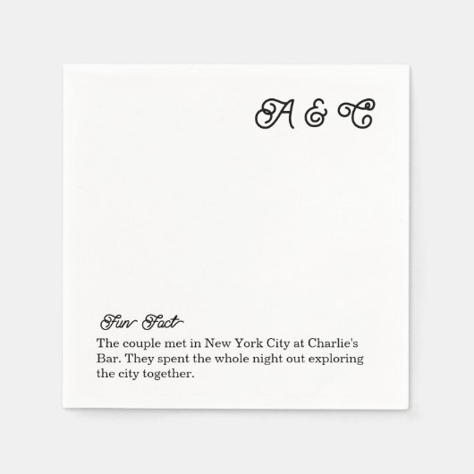 Fun Fact Wedding Cocktail Napkin Serviette (Vorderseite)