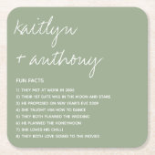Fun Facts About The Newlyweds Modern Wedding Rechteckiger Pappuntersetzer (Vorderseite)