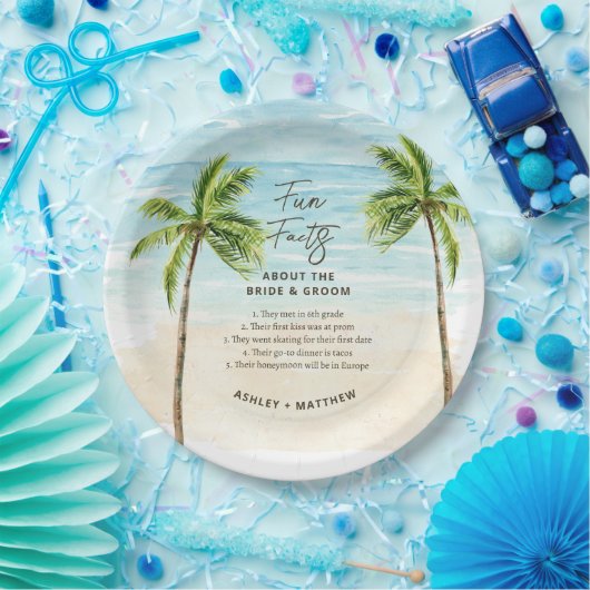 Fun Facts Beach Wedding Brautparty Paper Teller (Party)