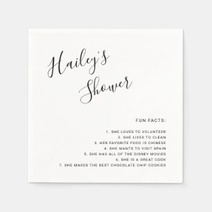 Fun Facts Black and White Modern Bridal Shower Serviette