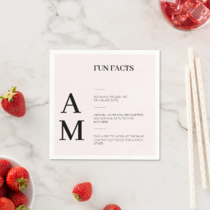 Fun Facts Bold Black Typografy Blush Wedding Serviette