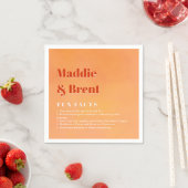 Fun Facts Bold Modern Orange Sunset Joyful Wedding Serviette (Beispiel)