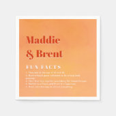 Fun Facts Bold Modern Orange Sunset Joyful Wedding Serviette (Vorderseite)