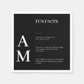 Fun Facts Bold White Monogram on Black Wedding Serviette (Vorderseite)