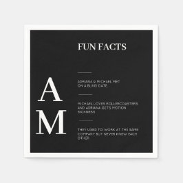 Fun Facts Bold White Monogram on Black Wedding Serviette