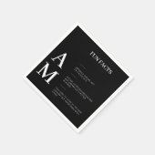 Fun Facts Bold White Monogram on Black Wedding Serviette (Ecke)