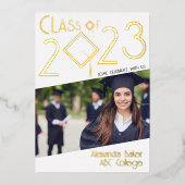 Fun Facts Foto Bold Script Class 2023 Abschluss Folieneinladung (Vorderseite)