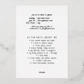 Fun Facts Foto Bold Script Class 2023 Abschluss Folieneinladung (Rückseite)