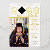 Fun Facts Foto Bold Script Class 2023 Abschluss Folieneinladung (Vorderseite)