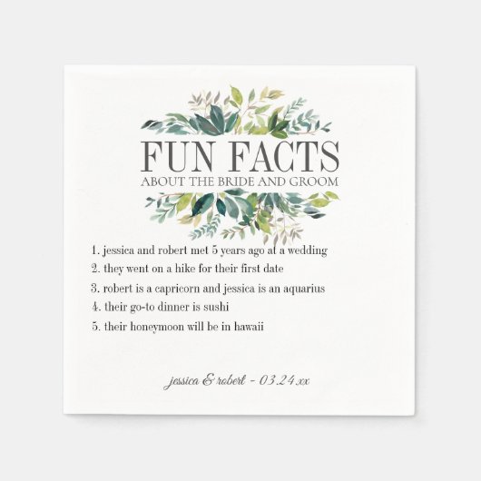 Fun Facts Garden Green Personalisiert Serviette (Vorderseite)