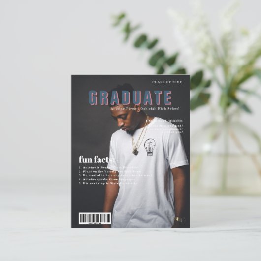 Fun Facts | Graduate Magazine Cover Foto Ankündigung (Stehend Vorderseite)