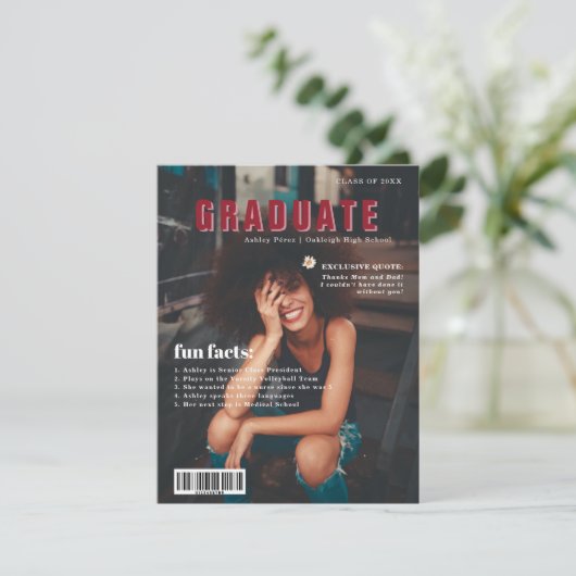 Fun Facts | Graduate Magazine Cover Foto Ankündigung (Stehend Vorderseite)