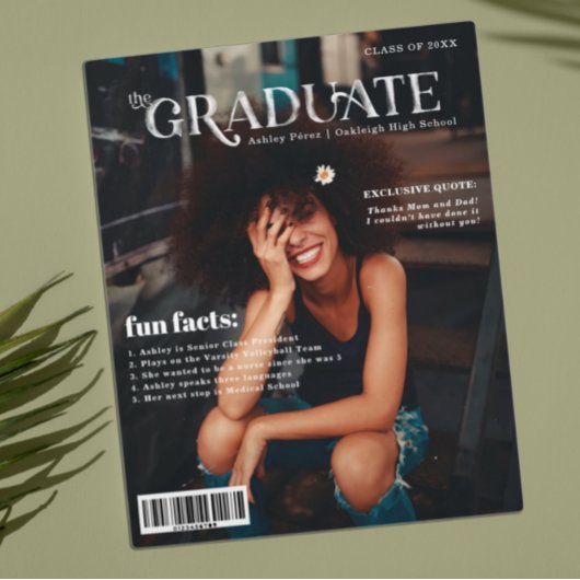 Fun Facts | Graduate Magazine Cover Foto Ankündigungspostkarte