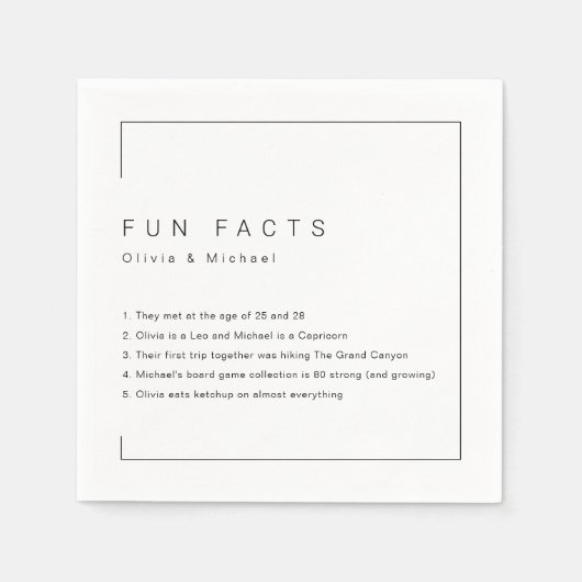 Fun Facts Modern Chic Minimalist Wedding Serviette (Vorderseite)